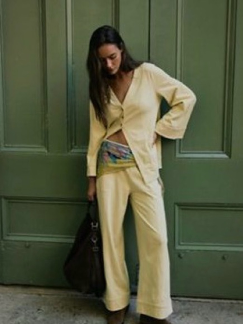 Free People Cream Wide-Leg Lounge Pants